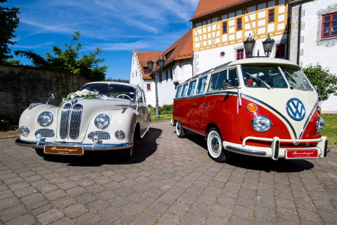 VW Bulli T1 | BMW Barockengel, Hochzeitsauto · Kutsche Großbottwar, Logo