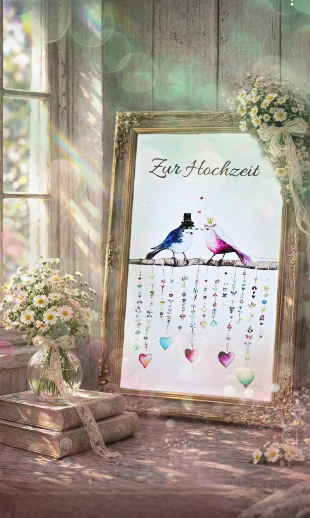 Aquarellbild mit Titel Zur Hochzeit